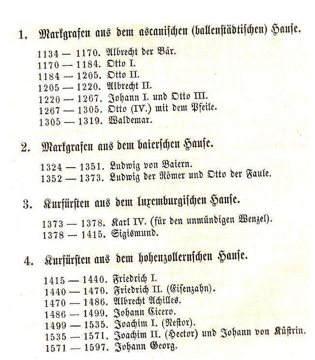 Liste der ersten brandenburgischen Markgrafen bis 1697