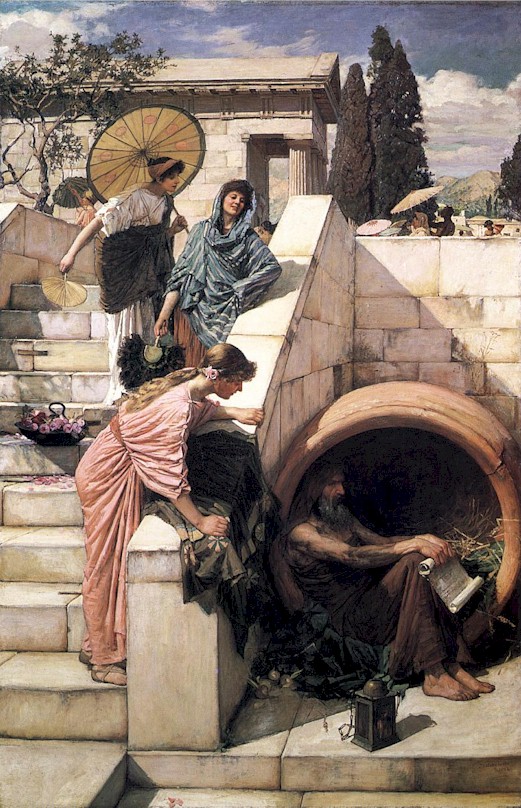 Diogenes von Sinope in seiner Tonne