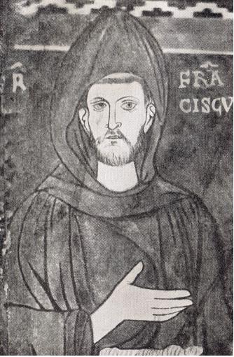 Franz von Assisi in einem Wandgemälde in Subiaco