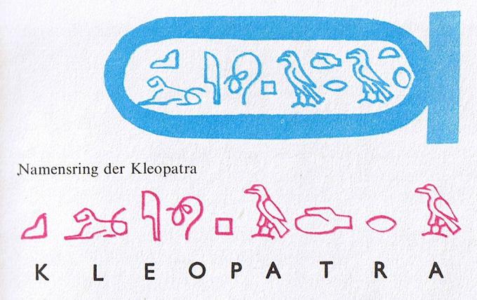 lateinisch-ägyptische Schriftzeichen Kleopatras