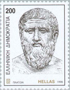 Plato auf einer griechischen Briefmarke von 1998
